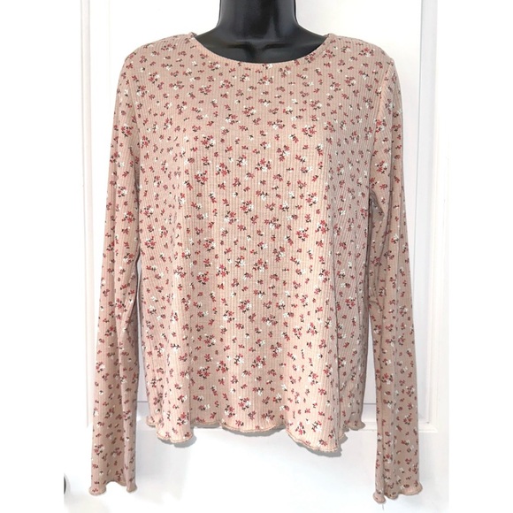 bohme Tops - Bohme Long Sleeve Tan Floral Print long sleeve top